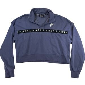 Nike Air Women's XL Quarter Zip Crop Sweatshirt Pullover Purple Blue Bold Logo